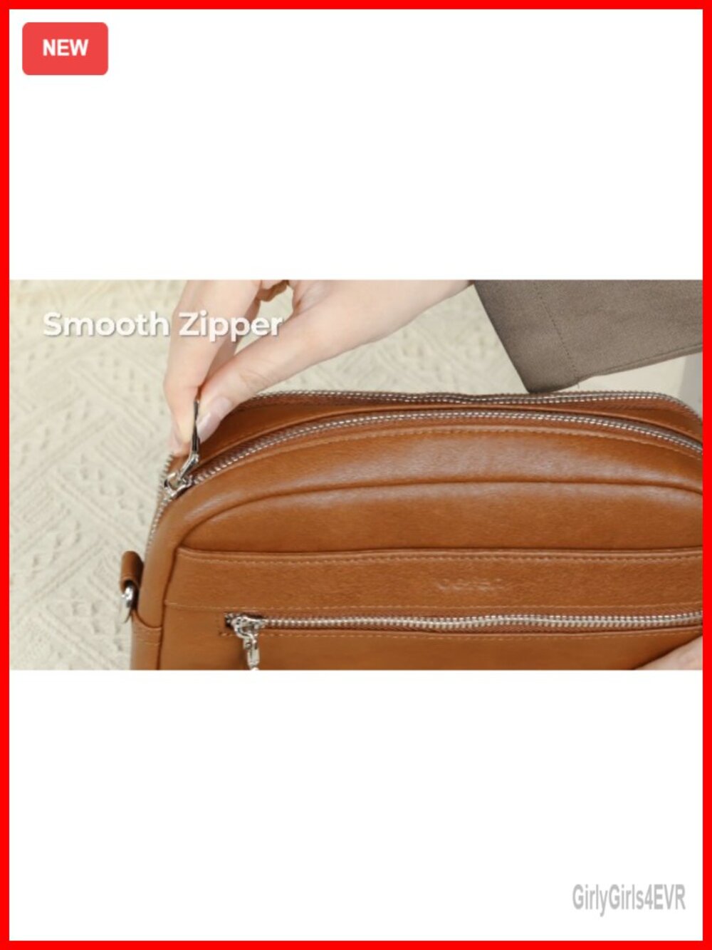 Genuine Leather Crossbody Bag with RFID Wallet, Adjustable Strap - Picture 6 of 6